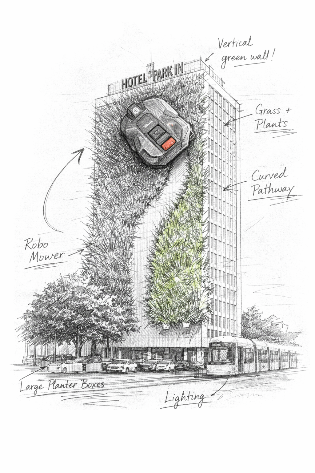 Hand-drawn concept sketch of the FOOH campaign